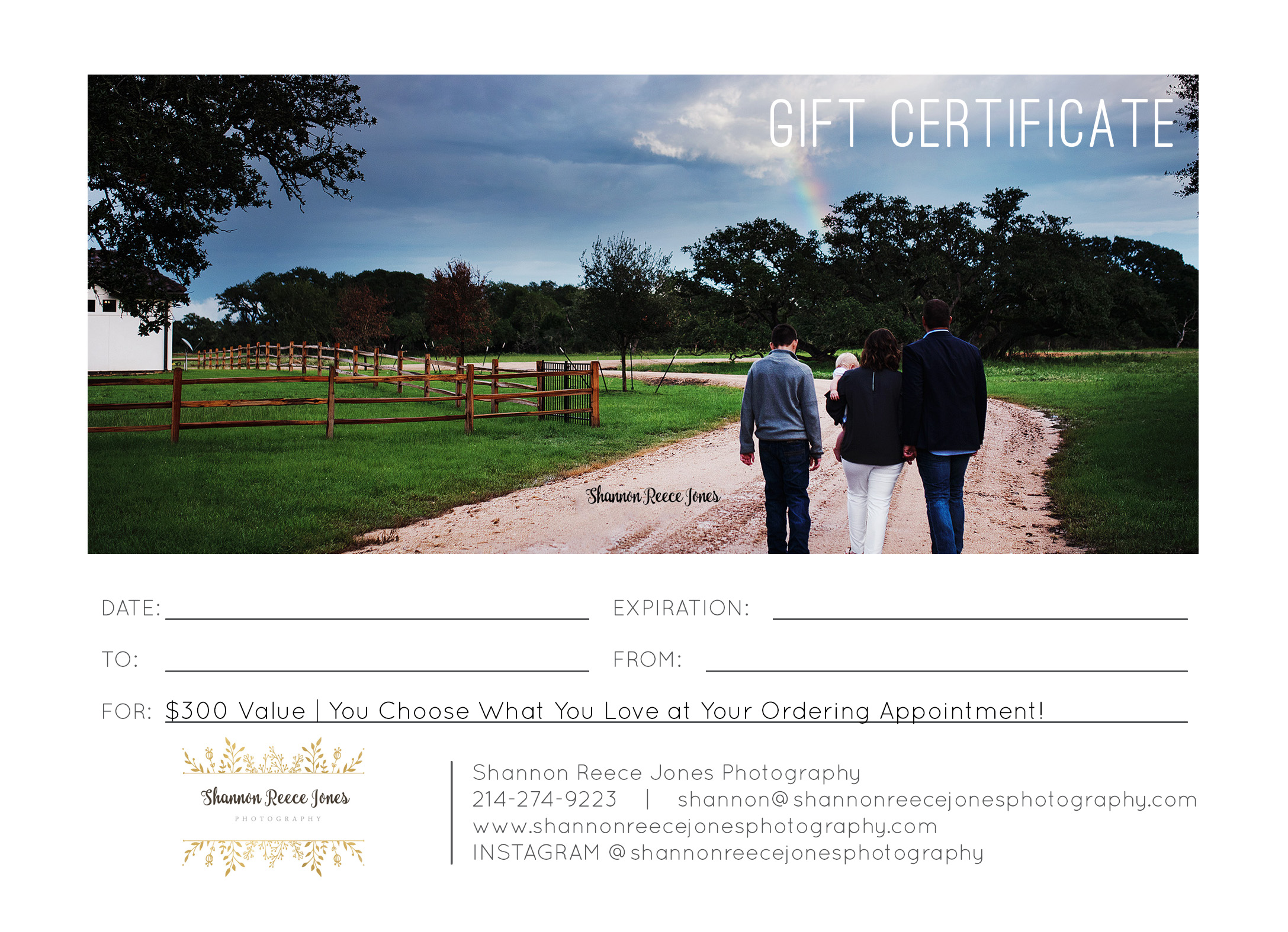 Photography Gift Certificate Houston TX Photographer