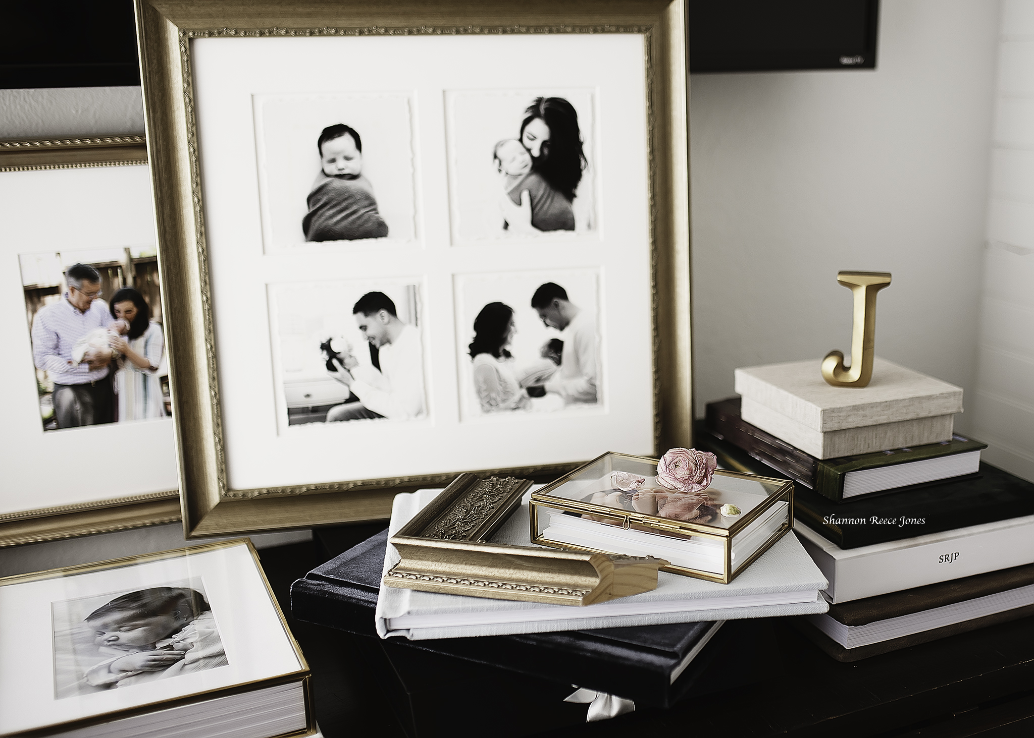 newborn photographer Houston Texas, framed black and white photo collage