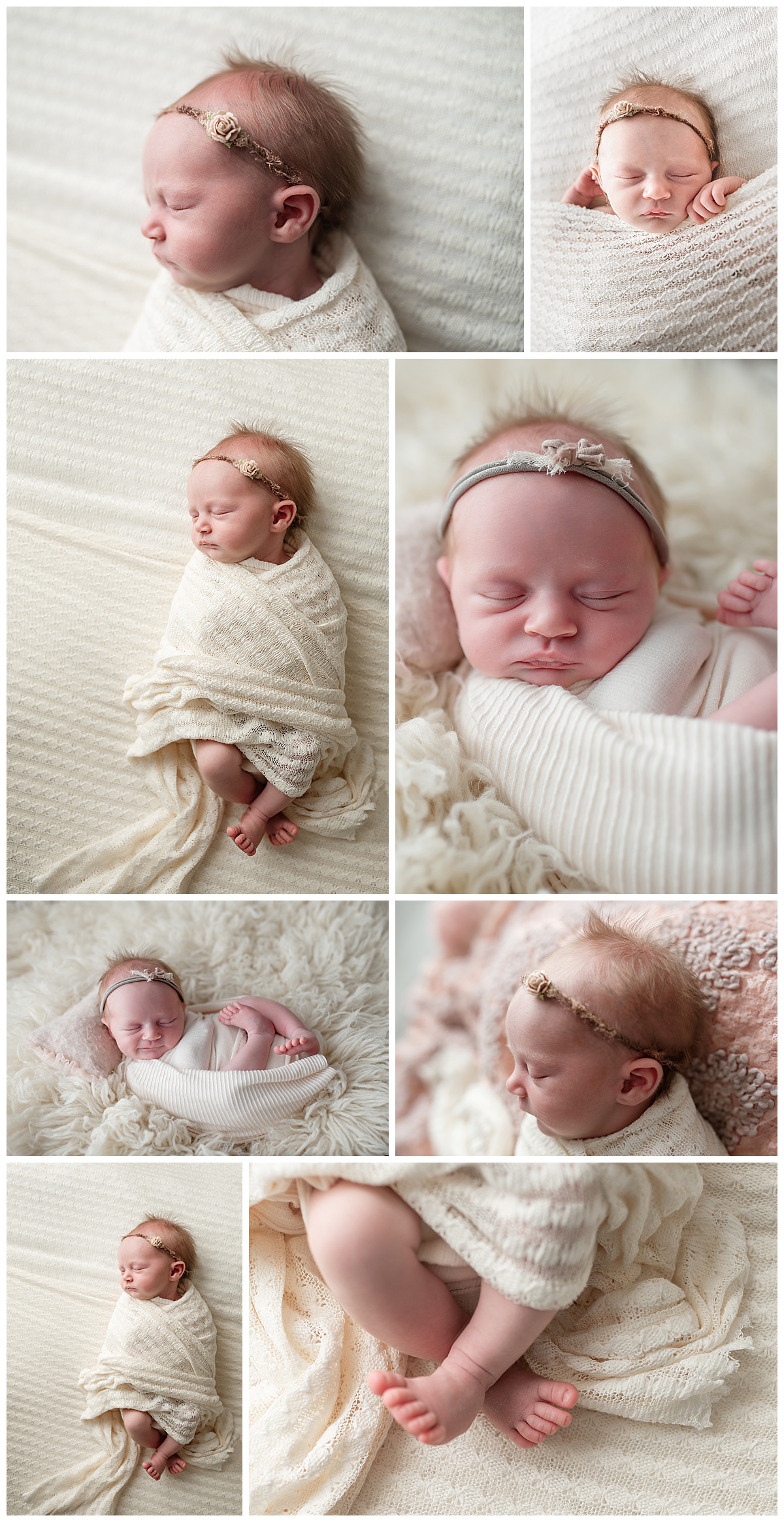 photo collage of newborn girl