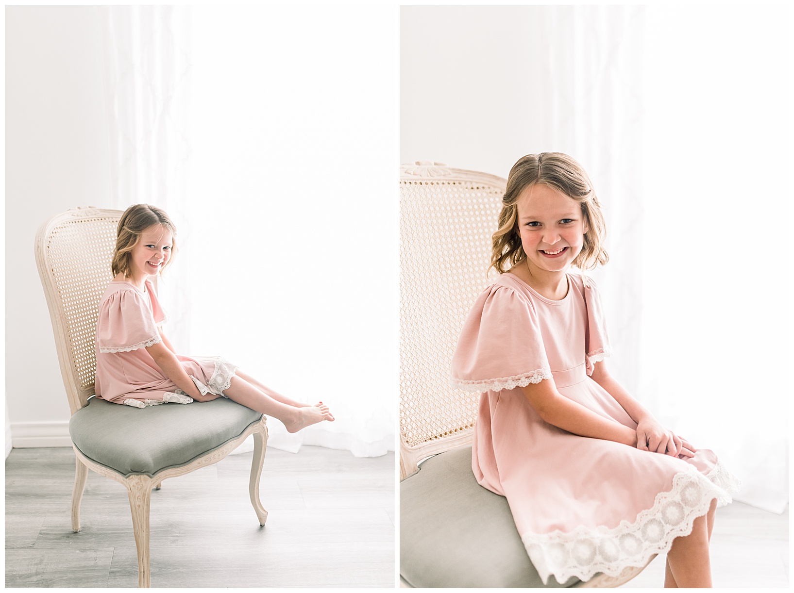 Little girl seated in Houston Texas photo studio