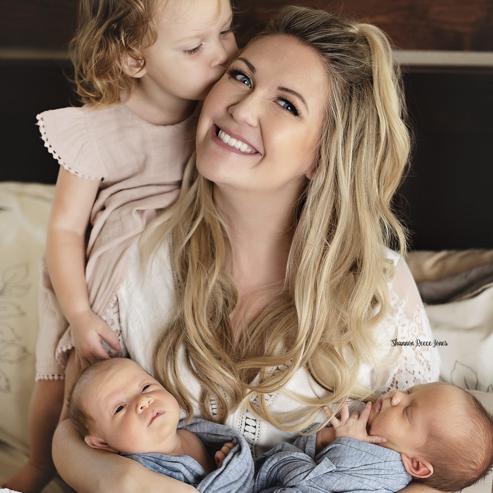Newborn Twins Mom with babies